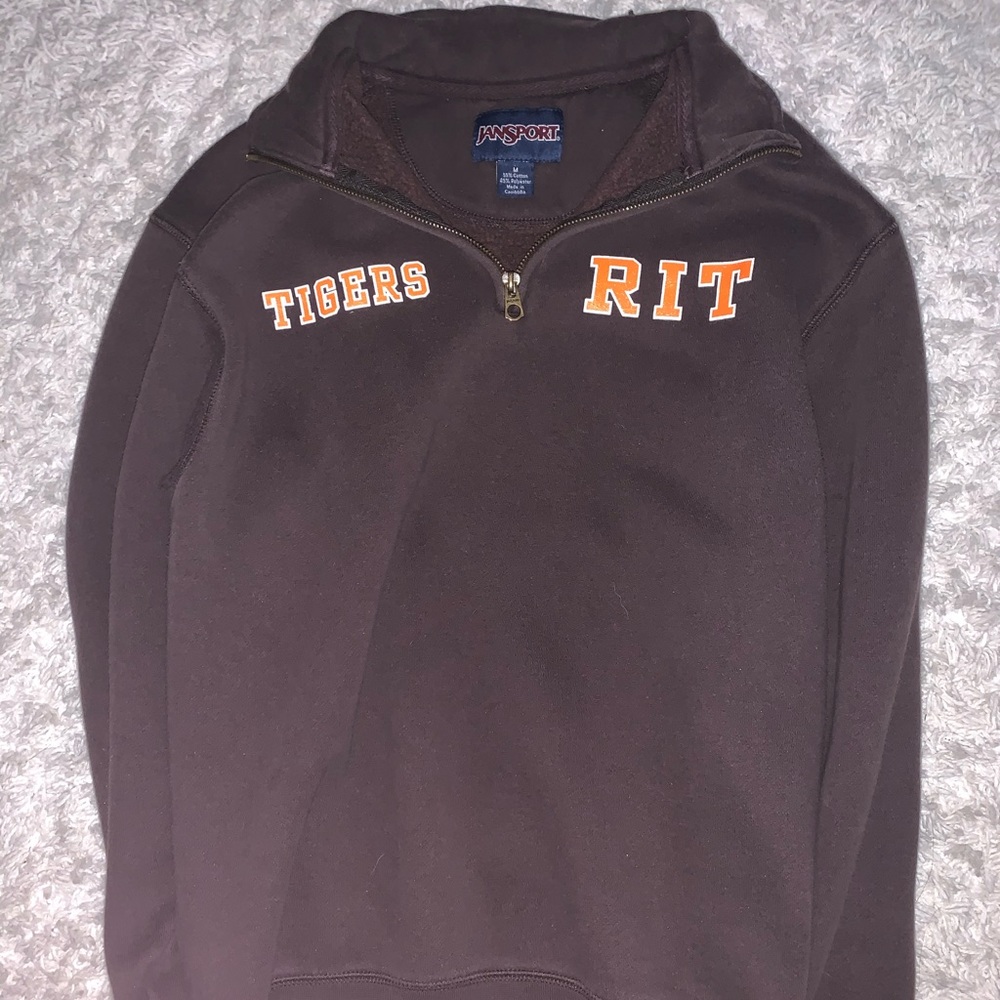 Brown quarter zip crew neck